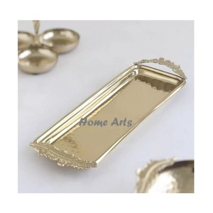 Juego de dos bandejas de postre de aluminio martillado de diferentes tamaños, bandeja para servir alimentos para uso en el hogar, hotel y mesa. - Product Image 3