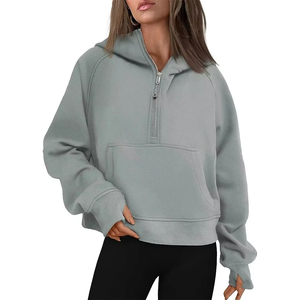 Sudaderas con capucha de alta calidad para mujer, jersey con cremallera de cuarto, sudaderas de gran tamaño, jersey con media cremallera y bolsillos, ropa de otoño - Product Image 6