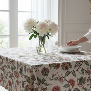 Luxury Washable Eco-Friendly Cotton Customizable <b>Square</b> <b>Tablecloth</b> 140x180cm Natural Color Durable for Home & Wedding Use - Product Image 1