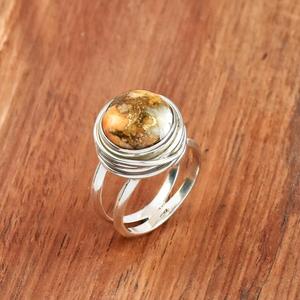 Oyster Copper Turquoise Double Band <b>Ring</b> in 925 Sterling Silver Handmade Statement Jewelry Gift - Product Image 1