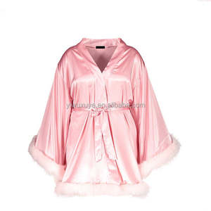 Robe Kimono Courte à Manches Volumineuses, Lingerie en Dentelle Transparente à Plumes, Robe Longue de Nuit en Satin <span class=keywords><strong>Transparent</strong></span> avec Plumes, Sexy et Respirante - Product Image 6