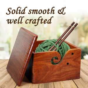 Cuenco de hilo con tapa Soporte grande hecho a mano para tejer a ganchillo Cuenco con gancho de ganchillo Regalo y bolsa de viaje - Product Image 2