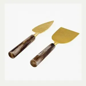 Ensemble de couteaux à fromage artisanaux tête en acier inoxydable couleur or avec manche en résine antique argenterie cadeaux ustensiles de cuisine en vrac - Product Image 4