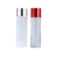 NQFIBER Pot en verre cosmétique transparent blanc de 100 ml avec couvercle en aluminium argenté, emballage pour soins de la peau, fond épais, pour toner et lotion