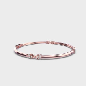 Bracelet jonc en or blanc/or jaune/or rose 9K avec nœud infini et diamants pour femme, OEM - Product Image 4