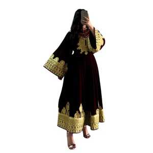 Robe afghane vintage pour femmes de la meilleure qualité, appliques faites à la main, respirante, en velours brodé, fabriquée au Pakistan, maxi robe de soirée de mariage - Product Image 1