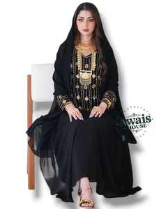 Robe de soirée traditionnelle musulmane modeste en mousseline de soie ABAYA, broderie arabe, kaftan, mode irakienne, perlée, unie, longueur au sol, pour femmes - Product Image 3