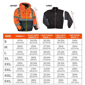 Chaquetas de invierno Hi Viz para ropa de trabajo resistente Color naranja impermeable 100% poliéster con diseño de Flash Stipes Servicio OEM - Product Image 5