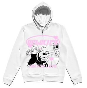Oem Custom Oversized High Quality 100% Cotton Full Face Zip up Hoodie Heavyweight Screen printing Logo Custom Full Zip Hoodie - Product Image 2