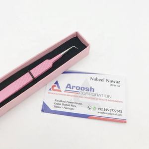 Pinzas para pestañas de 90 grados con recubrimiento de polvo rosa para bebé, venta al por mayor, pinzas profesionales para pestañas con agarre de diamante sólido de acero inoxidable - Product Image 5