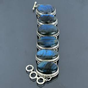 อัญมณีลาบราดอไรต์925เงินสเตอร์ลิงสร้อยข้อมือดีไซน์ทำด้วยมือคุณภาพเยี่ยมเครื่องประดับชั้นดีออกแบบได้ตามต้องการ - Product Image 2