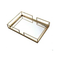 Mesa de Centro de Lujo Art Deco Personalizable con Espejo de Vidrio y Metal, Ecológica, con Sensor Táctil, para el Hogar, Dormitorio, Sala de Estar, Decoración Moderna