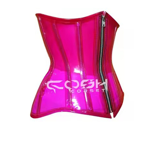 Màu hồng xem qua rõ ràng <span class=keywords><strong>PVC</strong></span> Corset với dây kéo - Product Image 2