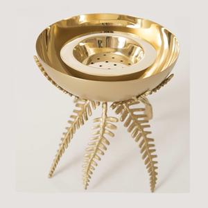 Brûleur d'encens rond en forme de feuille, qualité exclusive, couleur or, brûleur de bakhoor pour décorations de mariage - Product Image 1