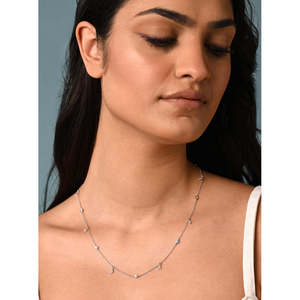 NOVAMART Fine Minimalist 925 Sterling Silver Daily Wear <b>Necklace</b> <b>Chain</b> with Crystals Wholesale Export - Product Image 4