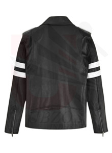 <b>Real</b> Sheepskin Leather Jackets Zipper Lavender <b>Black</b> <b>Men</b> Biker Plus Casual Jacket with Quilted Lining and Inside Outside Pocket - Product Image 3