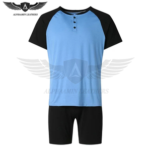 Wholesale Rate Newest Black Blue Custom Printing Trendy 2 Piece Casual Patchwork Breathable Knitted Printed <b>Men</b> Outerwear Sets - Product Image 6