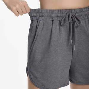 Wholesale Bangladesh Women's Casual Sweat <b>Shorts</b> Curvy Hem Cotton Lounge <b>Shorts</b> Drawstring Jersey Athletic Workout <b>Shorts</b> OEM - Product Image 1