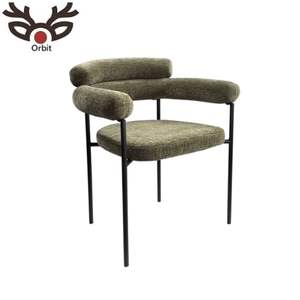 Modern Fabric Upholstered Dining <b>Chair</b> with Armrest <b>Metal</b> Frame Global Orbit CR024 for Home Bar Apartment - Product Image 2