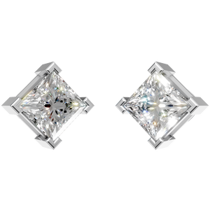 Boucles d'oreilles clous en moissanite VVS très vendues, or massif 14 carats avec coupe princesse, parfaites pour les mariages, les anniversaires, les fêtes, cadeau idéal pour les femmes - Product Image 1