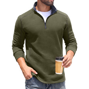 Sudadera de Hombre con Cierre de Cremallera de un Cuarto, Corte Regular, Mezcla de Algodón, Ligera, Transpirable, para Exteriores - Product Image 4