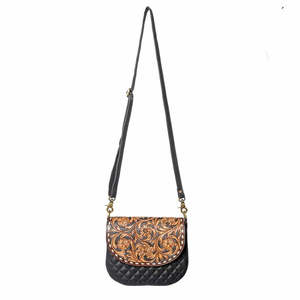 Cuir véritable Floral Mini Handtooled Bag Handcrafted Women's Bohemian Style Crossbody Messenger for Summer - Product Image 4