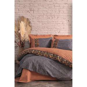 Dalila Cinnamon Folk Art Double housse de couette ensemble fait à la main en coton boîte Folk Art Design - Product Image 2