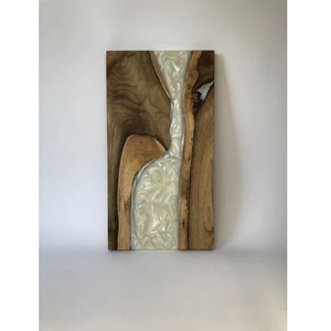Bandeja de servicio moderna de resina de madera con impresionante diseño de ágata - Product Image 3
