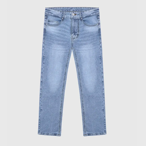 Jeans droits pour hommes de qualité supérieure, coupe classique, taille mi-haute, vêtements décontractés pour la saison automne-printemps, approvisionnement ODM - Product Image 5