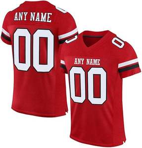 Vente en gros de maillots de football américain sublimés personnalisés pour hommes, uniformes en sergé de l'équipe de jeunes, vêtements de sport, usine OEM - Product Image 2