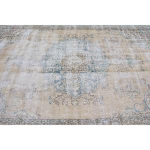 Alfombra Turca Vintage de 6.3x9.4 pies, Alfombra de Lana Azul con Diseño de Patchwork - Product Image 4