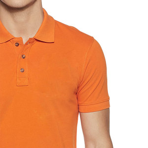 Polo personnalisé pour homme en orange |   T-shirt de golf classique à manches courtes et uni |   Polo en coton piqué respirant, vêtements décontractés pour équipes, vente en gros - Product Image 3