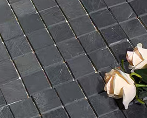 Carreaux de mosaïque carrés en <span class=keywords><strong>ardoise</strong></span> noire mate - Carreaux muraux en pierre naturelle écologiques et durables <span class=keywords><strong>pour</strong></span> cuisines et patios extérieurs - Product Image 1