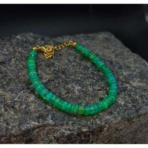 AAA+ Green Ethiopian Opal <b>Beaded</b> <b>Bracelet</b> Bohemian Charm Gold Plated Ball Number for Gift Pearl As Main Stone - Product Image 1
