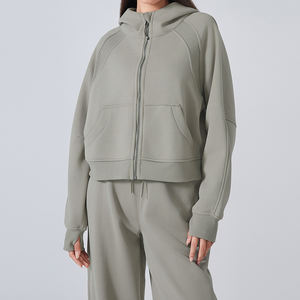 Sweat à capuche de yoga pour femme avec trous pour les pouces, en polaire 320 g/m², ample, décontracté, pour le sport et le fitness - Product Image 3