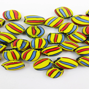 Multicolored Chevron Melon Tribal Pattern Oval <b>Beads</b> Handcrafted Vintage <b>Crystal</b> Lampwork Glass Jewelry Making Wholesale <b>BEADS</b> - Product Image 3