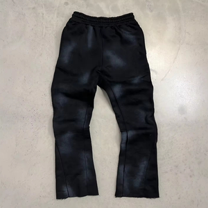 Pantalon de survêtement droit avec broderie personnalisée, délavé à l'acide, pour hommes, pantalon ample, jambe large, éponge française, pantalon lavé en détresse - Product Image 2