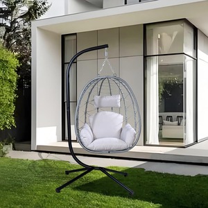 All Weather Garden Patio Rattan Hanging <b>Swing</b> Chair - <b>Single</b> Seater with Removable Cushion for Hot Sale heap Waterproof Sponge - Product Image 1