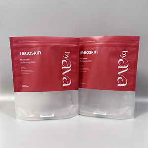 Sacs d'emballage <span class=keywords><strong>en</strong></span> <span class=keywords><strong>plastique</strong></span> de qualité alimentaire imprimés sur mesure, transparents, refermables avec fermeture éclair, à fond plat, avec fenêtre transparente givrée - Product Image 2