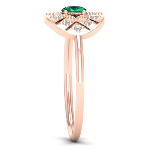 Anillo de Compromiso REYES, Nuevo, Oro Sólido de 14K, con Moissanita Certificada por GRA, para Mujer, con Gema Esmeralda Verde - Product Image 3