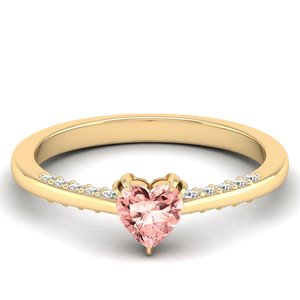 Reyes IGI แหวนหมั้นอัญมณี0.5Ct รูปหัวใจแหวนเพชรสีเหลืองทอง14K ของแท้ - Product Image 1