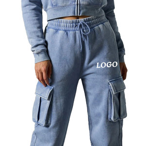 Custom Streetwear Women Heavy Cotton Oversize Tracksuit Printed Cargo <b>Pants</b> Suit for Women Casual <b>Loungewear</b> Acid Wash Tracksuit - Product Image 6