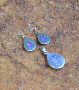 เซ็ตต่างหูพลอยโอปอลสีนมสำหรับผู้หญิงเครื่องประดับสไตล์โบฮีเมียนต่างหูทำมือ925เงินสเตอร์ลิง - Product Image 2