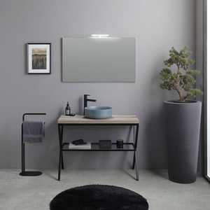 <b>Free</b> <b>Standing</b> 100cm <b>Bathroom</b> Cabinet with Grey Sink and Madeira <b>Mirror</b> Premium <b>Bathroom</b> Sets - Product Image 2