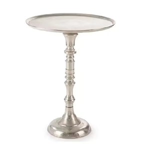 Mesa auxiliar redonda de Metal hecha a mano de diseño clásico, Color plateado para el hogar, sala de estar, muebles decorativos, mesa personalizada - Product Image 1