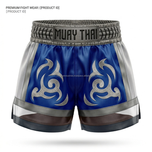 Ropa de Artes Marciales al por Mayor, Pantalones Cortos de Muay Thai y Boxeo, 100% Poliéster Lavado, Transpirable, con Logotipo Personalizado para Clubes de EE. UU. - Product Image 1