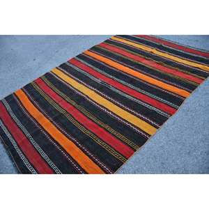 Tapis turc vintage classique noir rouge 5.6x8,6 pieds grande surface Patchwork motif laine PP matériel Latex pour couloir chambre décor - Product Image 4