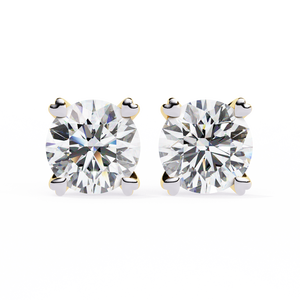 Boucles d'oreilles en or 18 carats pour femmes avec diamants de taille brillant ronde, couleur fantaisie, certifiées IGI, style classique - Product Image 2