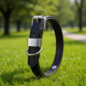 PU Leather Dog <b>Collar</b> with Stylish <b>Metal</b> Tag Plate Premium Pet <b>Collars</b> - Product Image 3