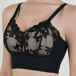 Women's Sexy 3/4 <b>Cup</b> Wireless Adjustable Lace Embroidered Knitted <b>Bra</b> Small Plus Size Front Closure Solid Support Type Wire Free - Product Image 6